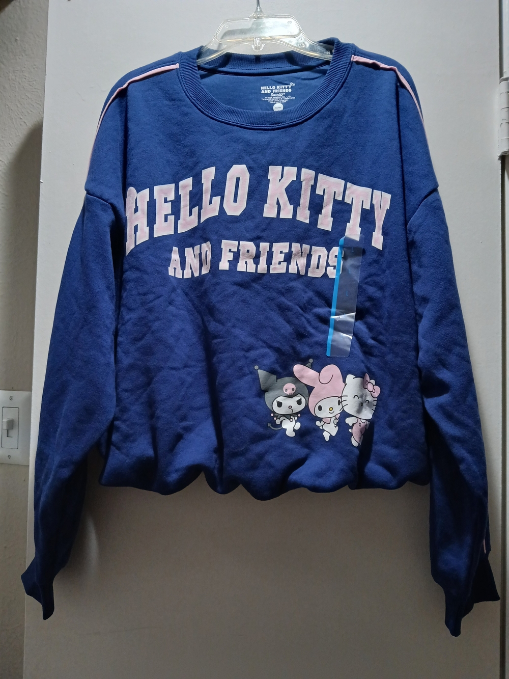 Hello Kitty Navy & Pink Crewneck Sweatshirt with Character Graphic